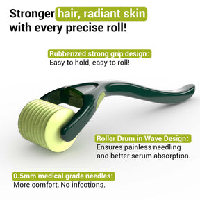 Epifine Derma Roller | 540 0.5mm Medical Grade Stainless Steel Needles